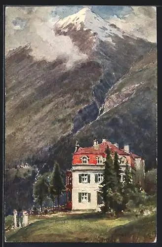 AK Bad Gastein, Helenenburg mit Bergpanorama