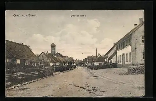 AK Ebnat, Strassenpartie mit Kirchturm