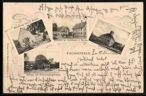 AK Fachsenfeld, Gasthaus zum Rössle mit Rathaus, Handlung J. Simon