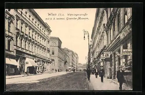 AK Wien, Währingerstrasse mit k. k. technol. Gewerbe-Museum