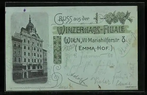 AK Wien, Winzerhaus-Filiale in der Mariahilferstrasse 8, Emma-Hof