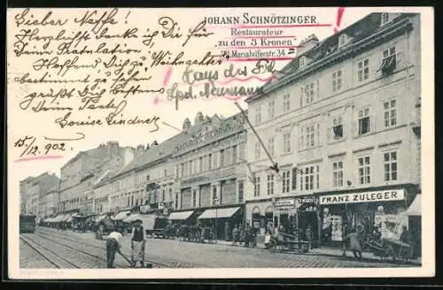 AK Wien, Restaurant zu den 3 Kronen von Johann Schnötzinger, Mariahilferstrasse 34