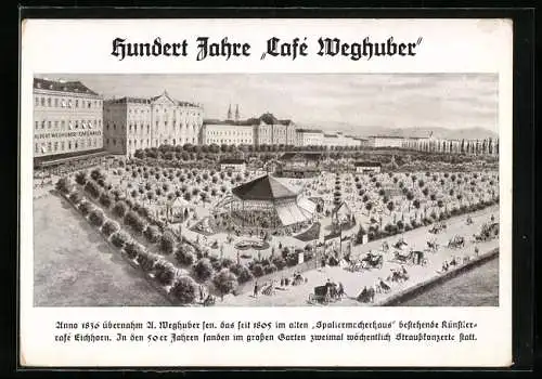 Künstler-AK Wien, Café Weghuber, Bes. Steinzer & Resch, Museumstrasse 5a