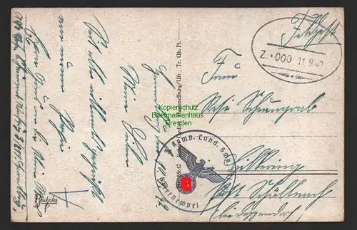 B8879 DR Postkarte aptierter Bahnpost Stempel Feldpost 1942 Hammelburg