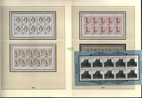 B12597 Deutschland BRD Zehnerbögen ** postfrisch 1994 auf Lindner Vordruck Nr.