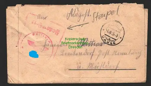 B8638 Deutsche Feldpost Brief Dawle Davle 1943 Böhmen & Mähren Piskowitz Prag
