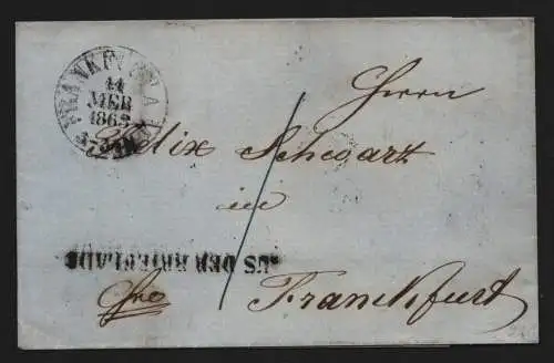 B11786 Brief Thurn & Taxis Frankfurt 1863 Ortsbrief Aus der Brieflade gepr. Sem