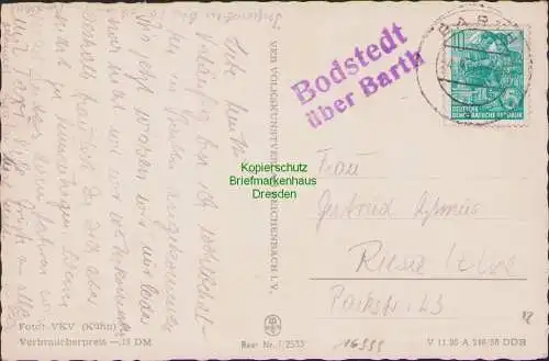 B16999 Postkarte Bodstedt über Barth 1959 Poststellenstempel