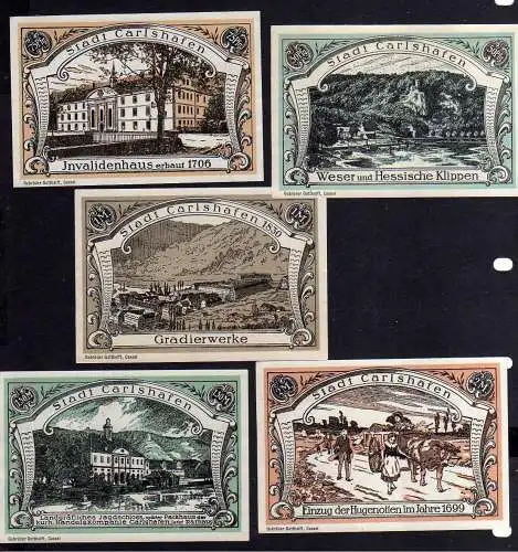 85807 Notgeld Carlshafen komplette Serie kassenfrisch