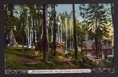 100395 Ansichtskarte Fürstenbrunn bei Schwarzenberg Denkmal Prinzenraub