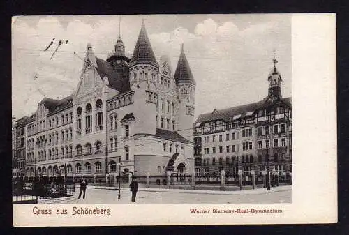 100594 Ansichtskarte Berlin Schöneberg Werner Siemens Real Gymnasium 1910