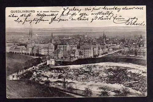 100558 Ansichtskarte Quedlinburg mit der neuen Kaserne 1909