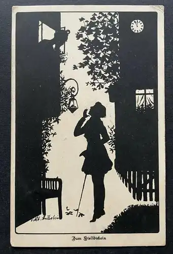 Zum Stelldichein Scherenschnitt Silhouette Paar Frau Mann Fenster Liebe 400462TH