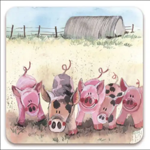 Alex Clark Karte Schweine Five little Pigs 140x140 mm incl. Umschlag 0040