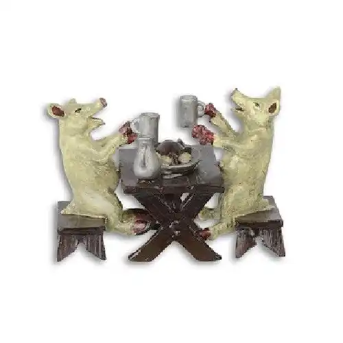 Bronze Skulptur Schweine beim Essen H 7,3 L 6,6 NLND-31