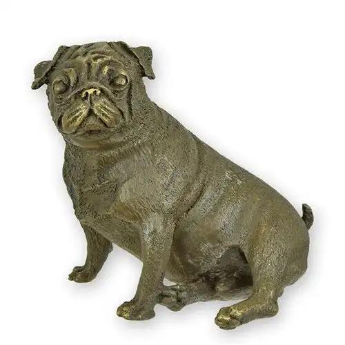 Bronze Skulptur Mops sitzend H 8,5 L 6,4 NLSL-94