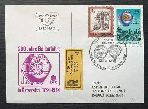 Postkarte 200 Jahre Ballonfahrt Reco 1150 Wien 1984 ca.14,7x10,4cm 410343