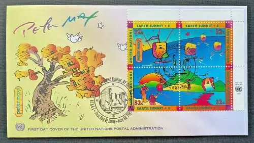 Brief Peter Max United Nations Earth Summit 1997 ca.16,4x9cm 410319 PR