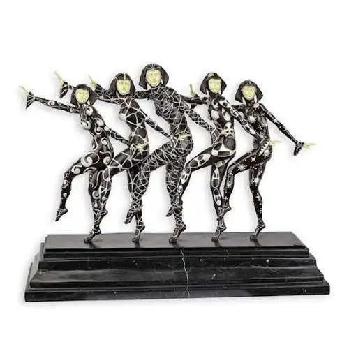 Bronze Skulptur auf Marmor Block Die Mädchen Gruppe H 42,3 L 18,5 NLDC-37 29