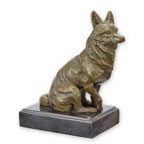 Bronze Skulptur auf Marmor Block Fuchs H 21 L 11 NLSL-56 3