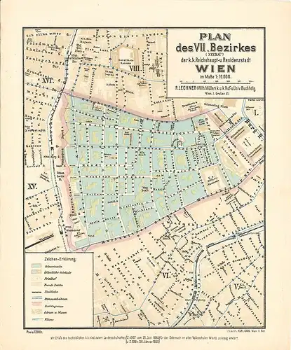 Plan des VII. Bezirkes (Neubau) der k.k. Reichshaupt- und Residenzstadt Wien im