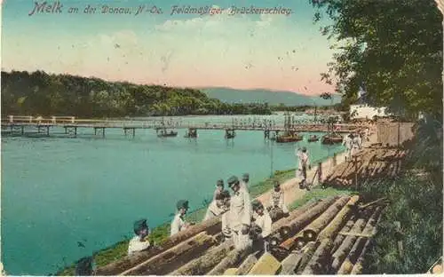 Melk an der Donau, N.-Oe. Feldmäßiger Brückenschlag.