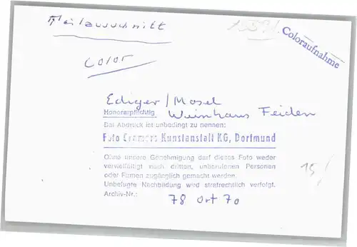 Ediger Mosel Ediger Weinhaus Feiden * / Ediger-Eller /Cochem-Zell LKR