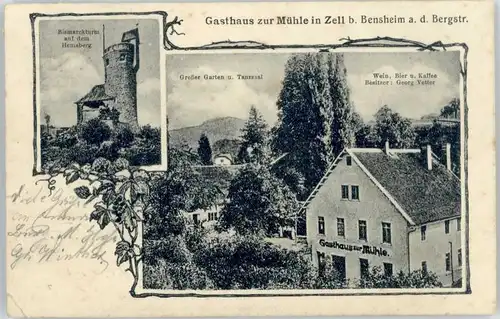 Zell Bensheim Gasthaus zur Muehle Bismarckturm x