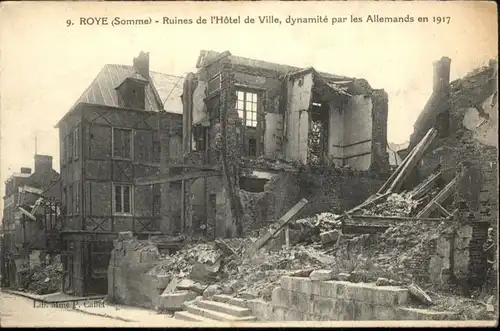 Roye Ruines Hotel Ville dynamite Allemands *