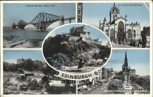 Edinburgh Princes Street Scott Monument St Giles Cathedral Forth Bridge  / Edinburgh /Edinburgh