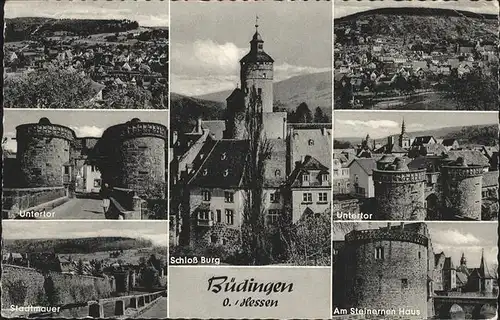 Buedingen Hessen Stadtmauer Schloss Burg Untertor / Buedingen /Wetteraukreis LKR