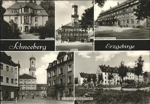 Schneeberg Erzgebirge Siedlung des Friedens Bergarbeiter Krankenhaus Stadtbad Rathaus Kat. Schneeberg