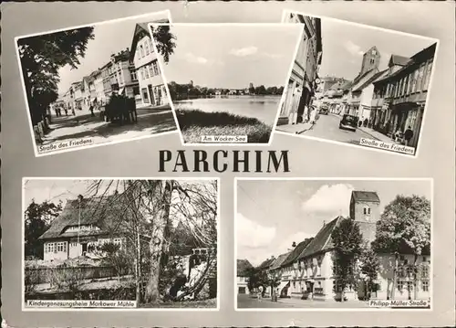 Parchim Str. d. Friedens Philipp Mueller Str. Kindergenesungsheim Markower Muehle Wocker See Kat. Parchim