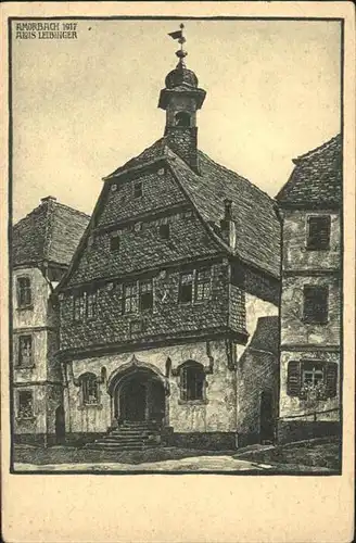 Amorbach Rathaus Zeichnung Alois Leibinger / Amorbach /Miltenberg LKR