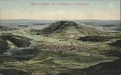 Wassertruedingen Panorama Vogelschau Kuenstler E. Felle