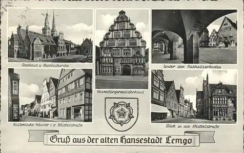 Lemgo Rathaus Nicolaikirche Mittelstrasse Historische Haeuser / Lemgo /Lippe LKR