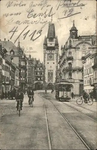 Freiburg Breisgau Kaiserstrasse Strassenbahn Fahrrad