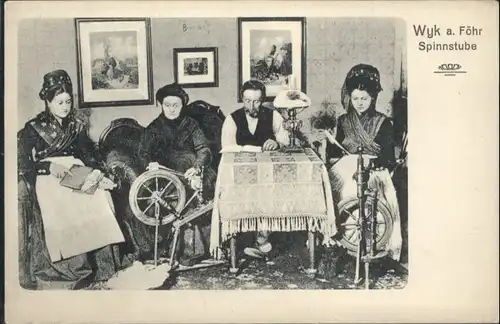 Wyk Foehr Tracht Spinnstube Spinnrad *