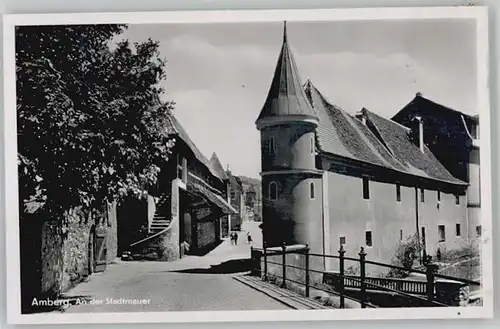 Amberg Oberpfalz Amberg Stadtmauer ungelaufen ca. 1955 / Amberg /Amberg Stadtkreis