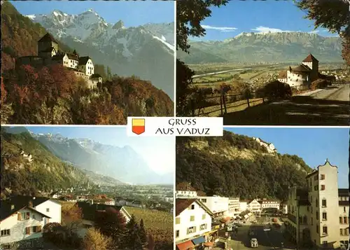 Vaduz Schloss Falknisgruppe Saentisgruppe Rathaus Hotel Engel Real  / Vaduz /