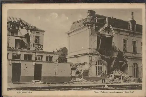 Dixmuiden zerschossener Bahnhof