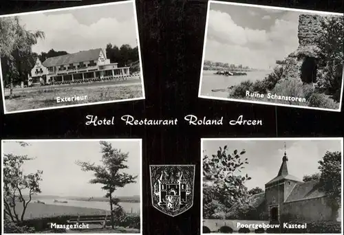 Arcen Hotel Restaurant  Roland Ruine Schanstoren Poortgebouw Kasteel Maasgezicht Exterieur / Venlo /