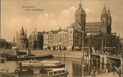 Amsterdam Prins Hendrikkade Schiff Bruecke  Kat. Amsterdam