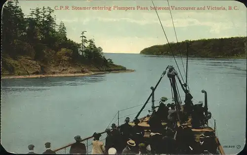 Vancouver British Columbia Steamer entering Plumpers Pass Schiff Kat. Vancouver