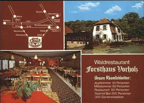 Offenheim Rheinhessen Waldrestaurant Forsthaus Vorholz Kat. Offenheim