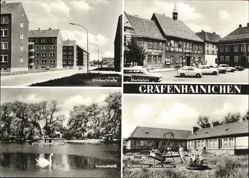 Graefenhainichen Vorstadtteich Glueckaufstr. Marktplatz Kinderkrippe Clara Zetkin Kat. Graefenhainichen