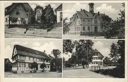 Zusenhofen Gasthaus Linde
Schule
Kaufhaus Lebfromm
 Kat. Oberkirch