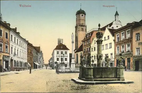 Weilheim Oberbayern Hauptplatz Brunnen Kat. Weilheim i.OB