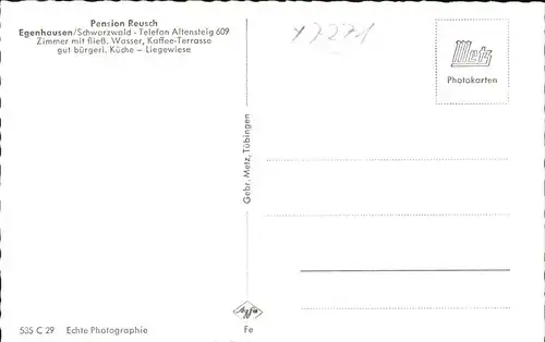 Egenhausen Wuerttemberg Pension Reusch Kat. Egenhausen