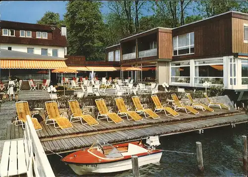 Ratzeburg Der Seehof Terrasse Seebruecke Boot Kat. Ratzeburg